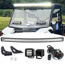 50'' LED Light Bar+Roof Mount+24W Pods+Wire For 13-25 Polaris Ranger XP 900/1000