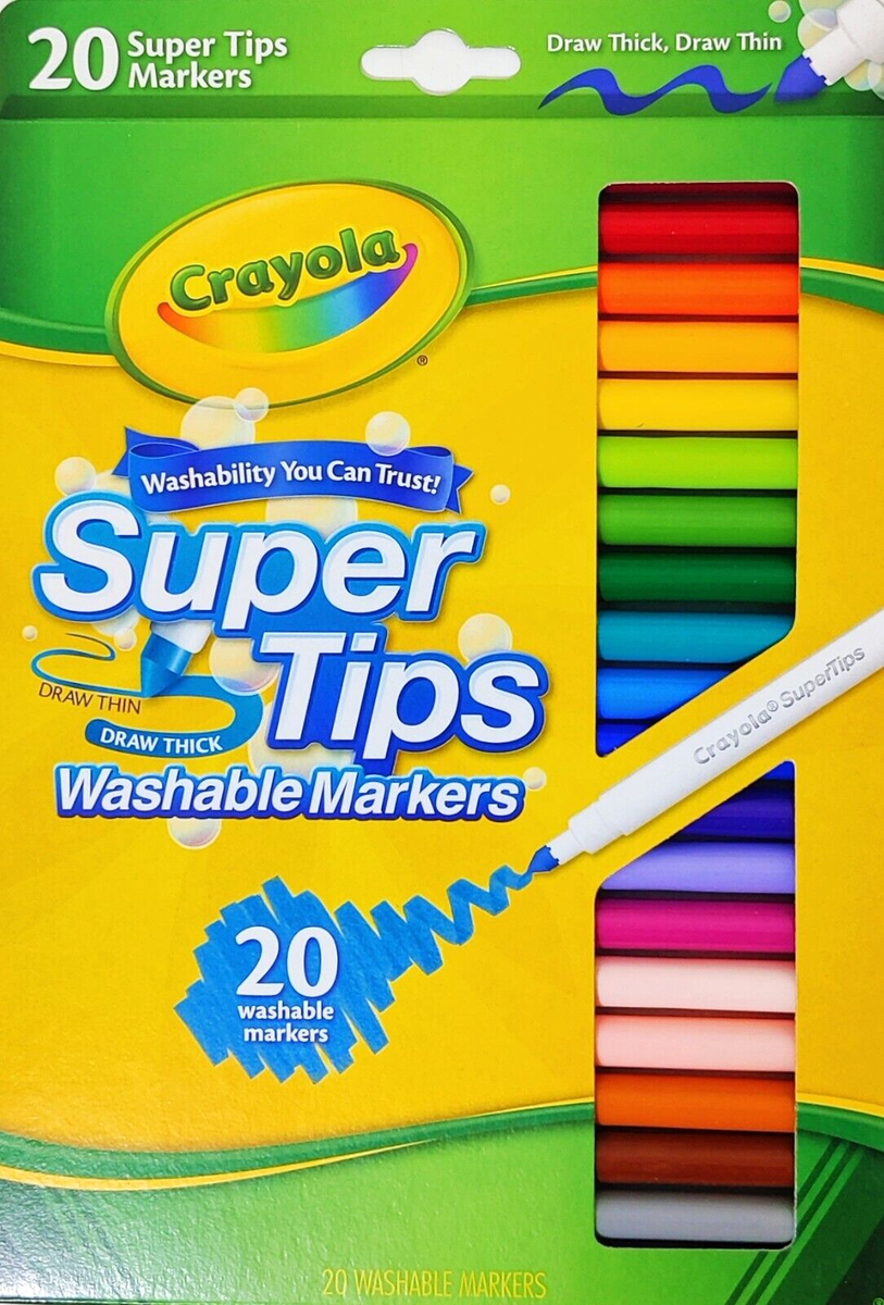 Crayola Super Tips Markers, Washable Markers School Supplies, 20