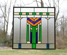Stained Glass Window panel Frank Lloyd Wright Inspd Panel Prairie Wheat 20"