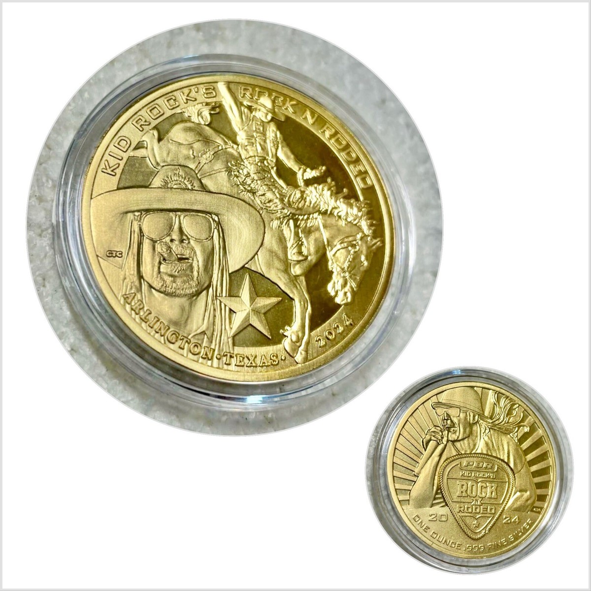 Kid Rock 2024 PBR 24kt Gold Coated .999 Silver 1oz Coin Rock Kid Rock 2024 PBR 24kt Gold Coated .999 Silver 1oz Coin Rock