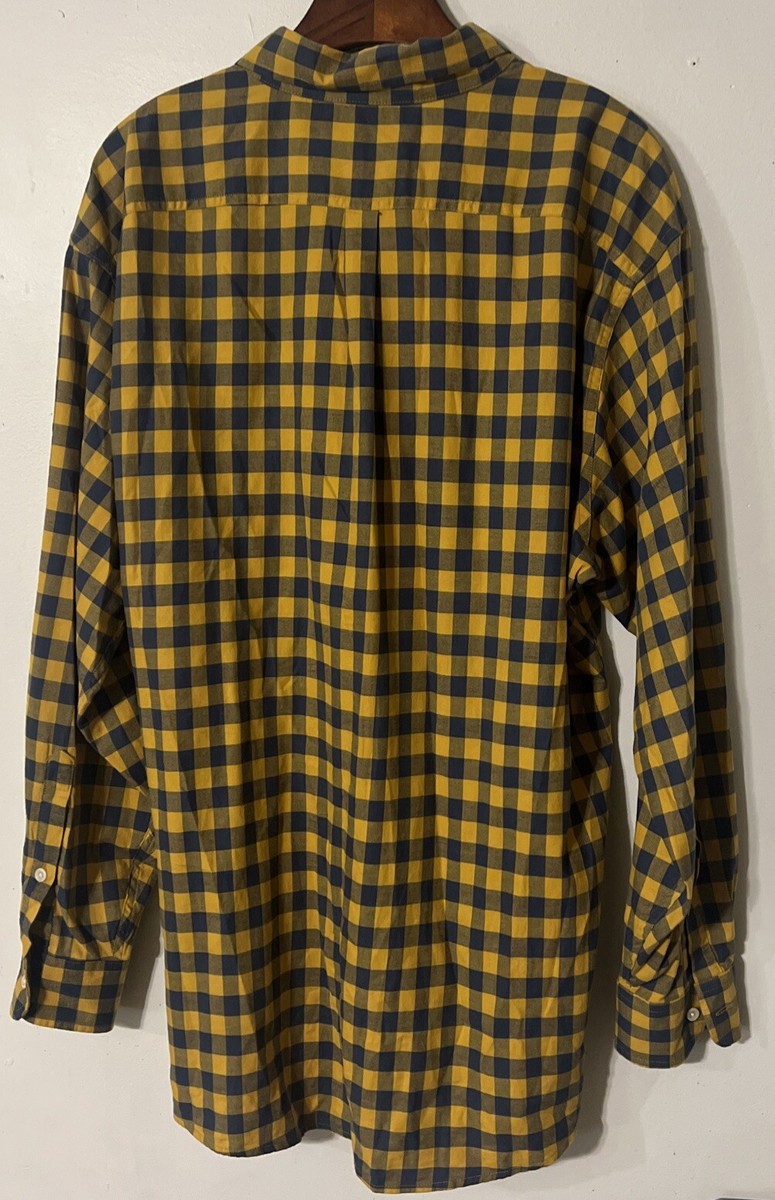 Bills Khakis Blue Yellow Check Plaid Button Up Shirt Mens Sz XXL 