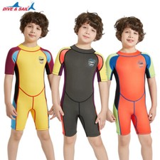 ONE PIECE KIDS GIRLS BOYS SHORT SLEEVE WETSUIT DIVING SURF SWIMWEAR UPF50 18814