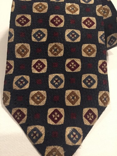 Christopher Hayes Navy Blue Silk Neck Tie Wide Necktie - Picture 2 of 6