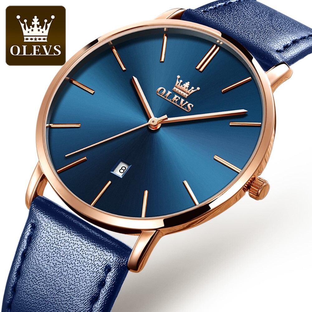 Olevs Quartz Watch for Men Ultra Thin Waterproof Date