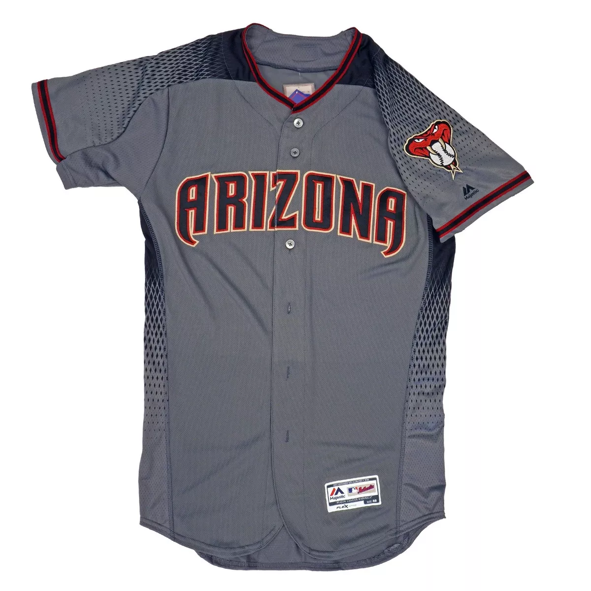 Mens MLB Arizona Diamondbacks Authentic On Field Flex Base Jersey -Road  Gray/Red