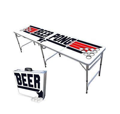 PARTYPONG Standard 8-Foot Folding Beer Pong Table w/Cup Holes - Top Pong Edit...