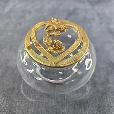 StyleBuildt  Vanity Jar Potpourri Rose Double Heart Lid Glass Bowl Vintage u-11F