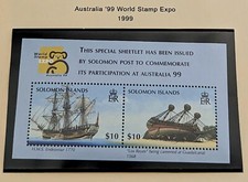 Ships Endeavour Los Reyes @ Guadalcanal Solomon Isl $20 Mint MNH Sheet Australia
