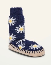 Old Navy Kids Girls Size Large  Cozy Slipper Socks  Blue Daisy .. 17