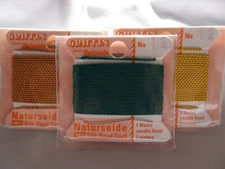THREE Griffin Cards 100% Silk Thread Cords W/Needle Size 12 GrnAmbrCorn G194 DNG