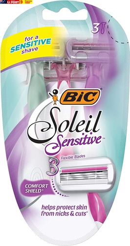 Soleil Sensitive Disposable Women'S Shaving Razors - Pack of 3 Shavers, Purple, - Picture 8 of 12