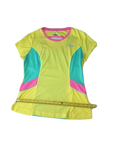 Fila Neon Yellow Pink Green Colorblock Biking Tank Top W/Zipped pocket Sz L EUC - Picture 9 of 9