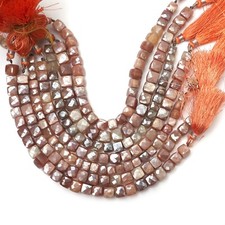 Natural Moonstone Beads 8 Inch Strand 6-7 MM Beads Faceted Cube Shape Beads