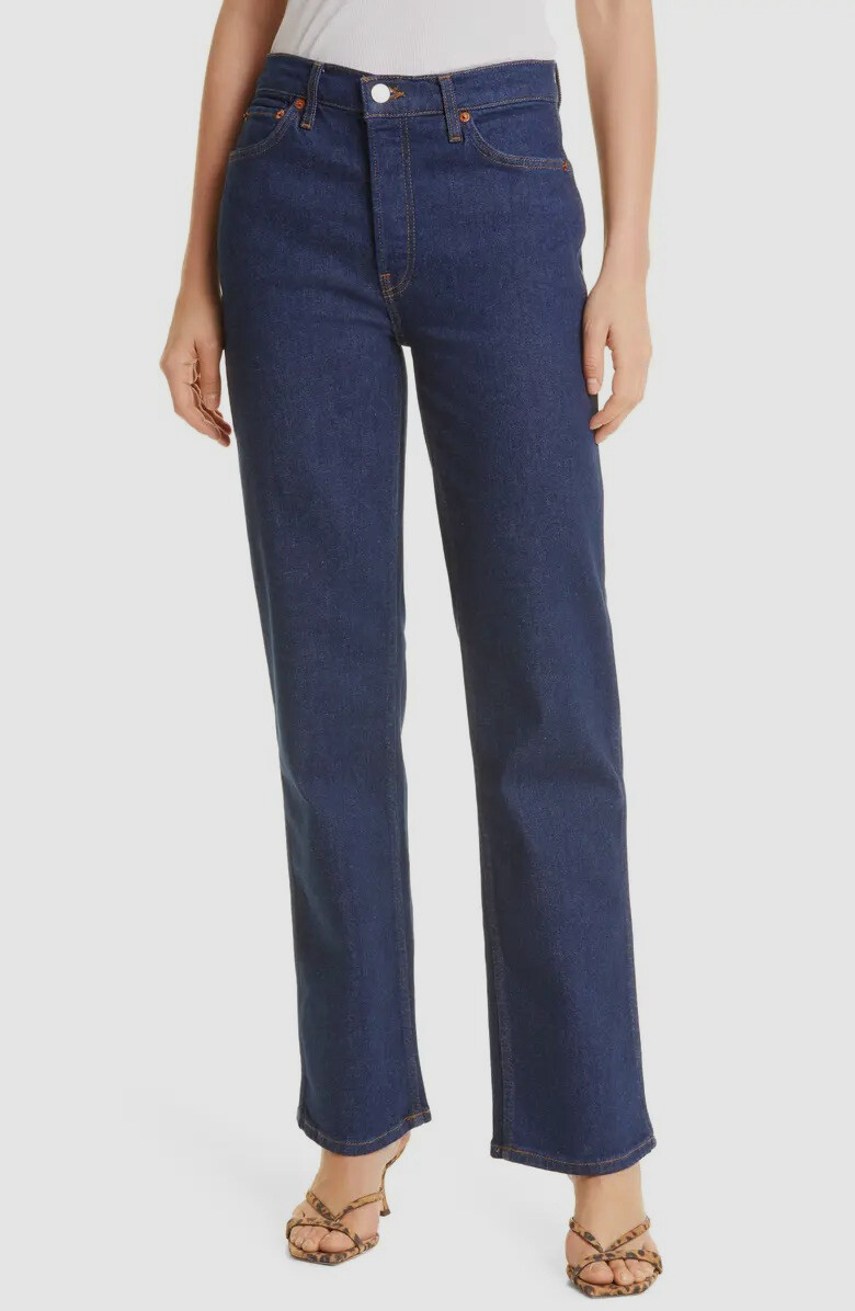 $275 RE/DONE Women's Blue '90s High-Waist Loose Fit Jeans Size 27