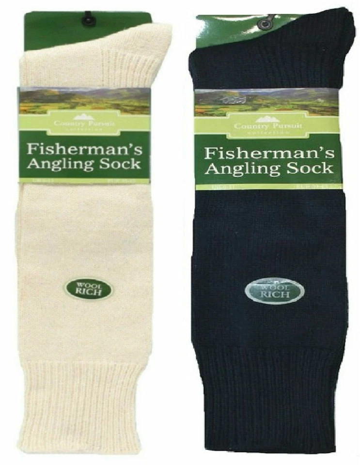 COUNTRY PURSUIT New Men's 1 Pair Wool 'Fishermans Angling' Long Welly Boot Fishing Socks UK 6-11