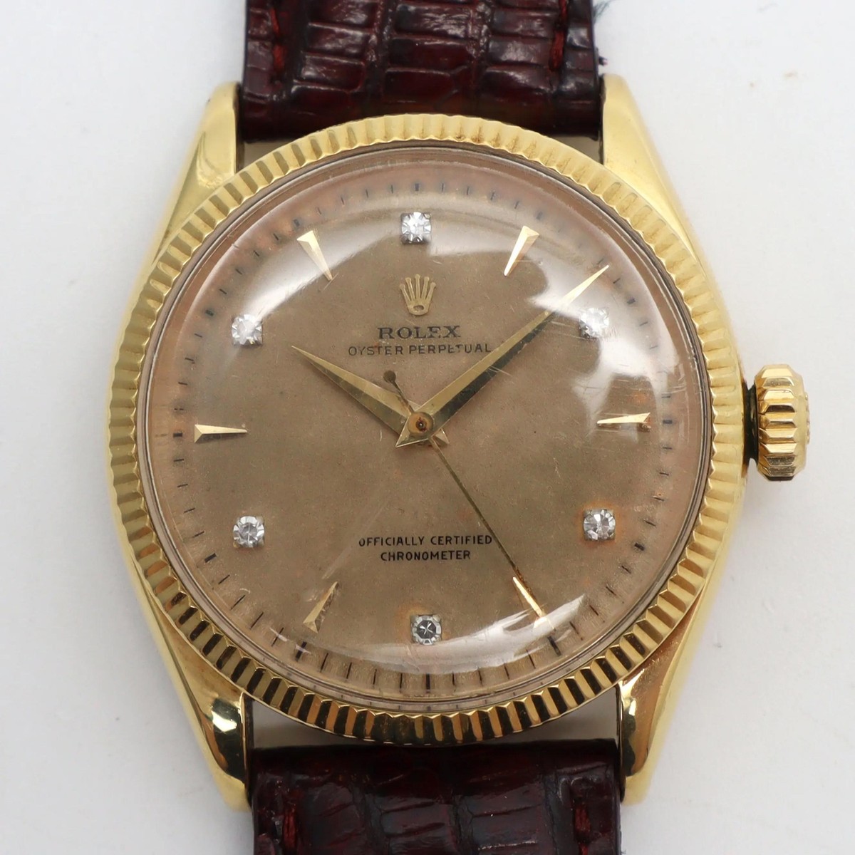 Vintage Rolex 6285 Oyster Perpetual 34 Diamond 18K Yellow Gold