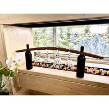 Wine Barrel Stave 4-Glass Display (Wine Barrel Furniture-Whiskey Barrel Gift)