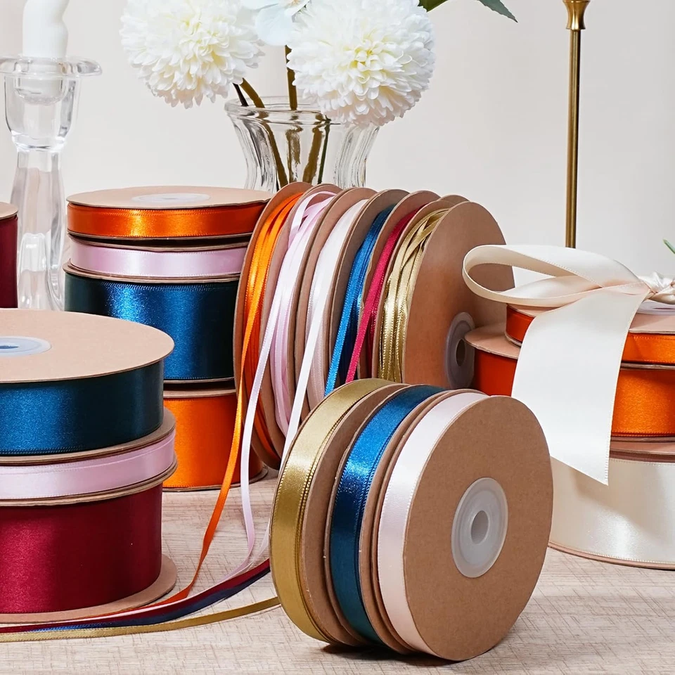 Burgundy Satin Ribbon 1/8 Inch 100 Yards Luxury Double Faced Red Silk Ribbon for - Image 4 of 4