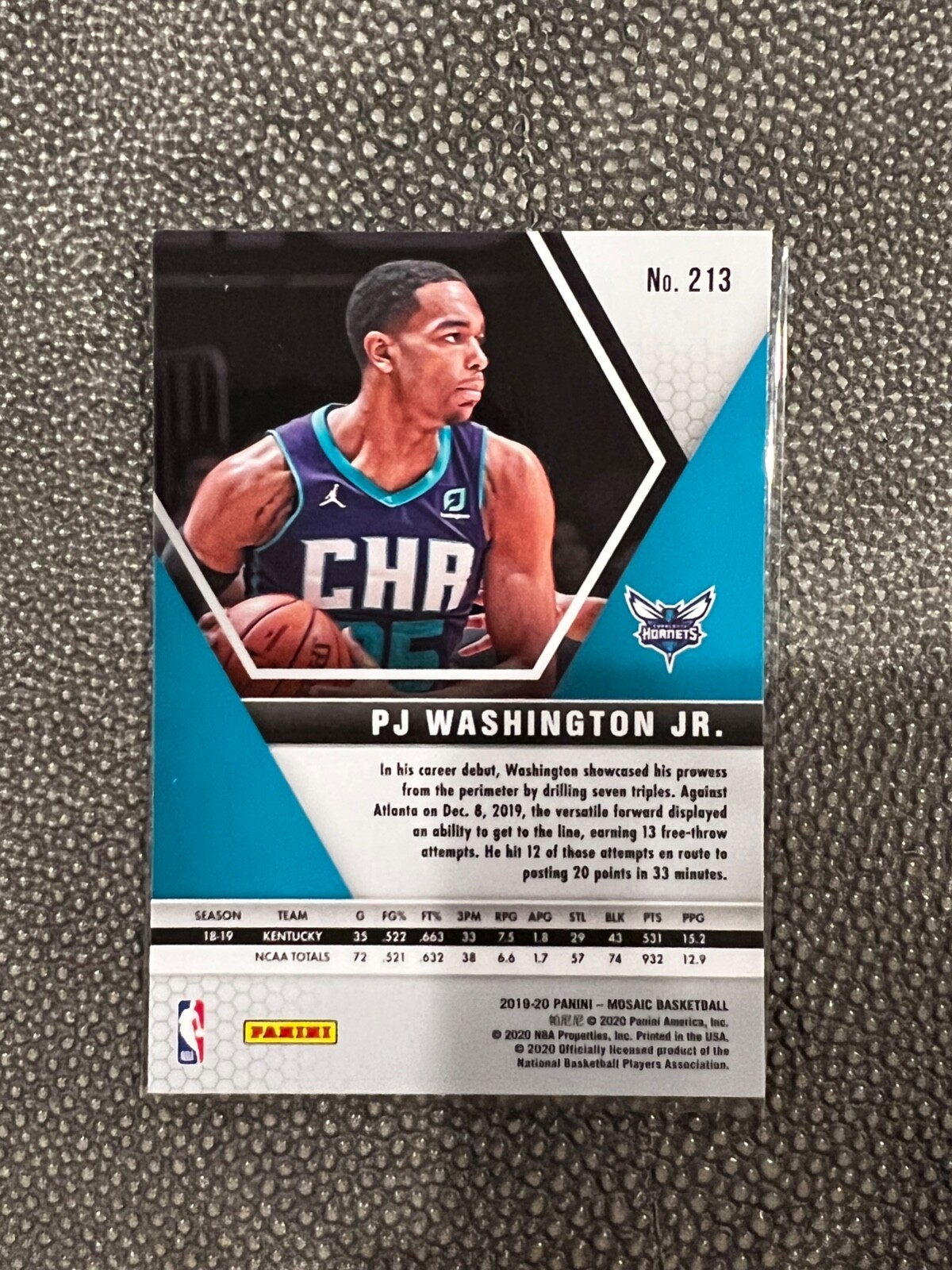 201920 Mosaic PJ Washington Jr Base Rookie Card RC 213 Charlotte