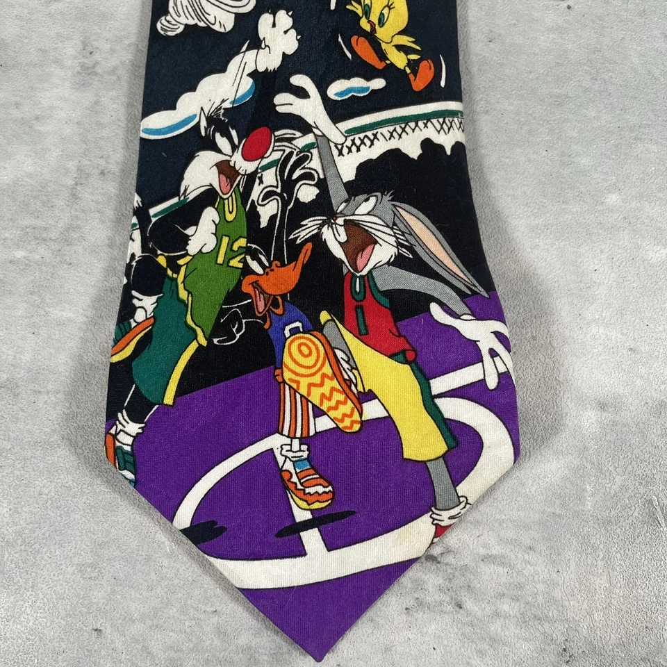 De colección 1993 Looney Tunes Mania Hombres Tie Bugs Bunny Taz Devil Marvin Baloncesto Como Nuevo Foto 2 de 4