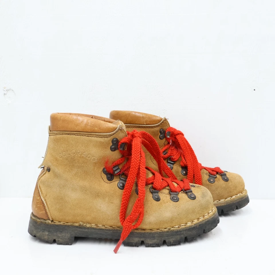 Botas de Senderismo Colorado De Colección con Suelas Vibram 4.5D Cuero Cordones Rojos Italia Foto 2 de 4