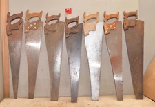 7 antique hand saw Disston & more collectible woodworking parts repair lot H9
