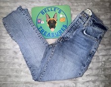 We The Free People Women's Light Wash High Rise Blue Raw Hem Crop Jeans Size 25