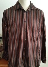 Calvin Klein Brown Multi-color Striped Dress Shirt, Size L