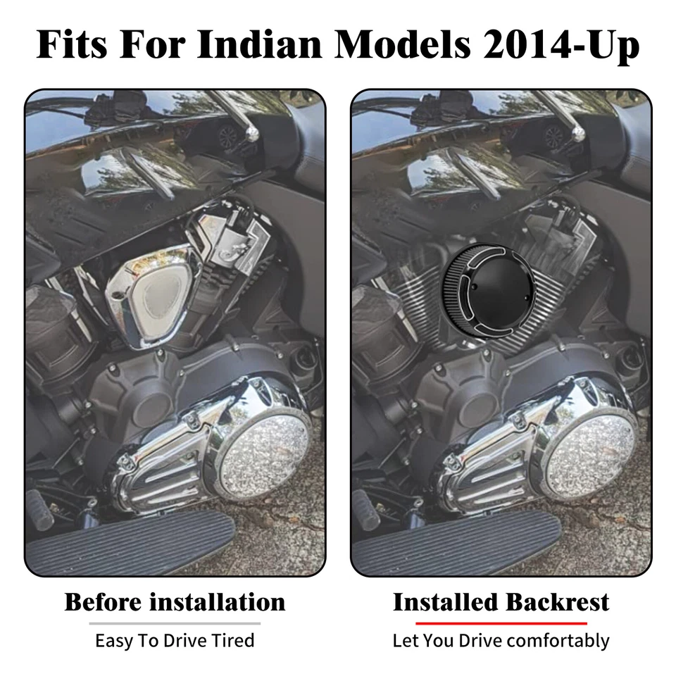 Black Air Cleaner Filter High Flow Intake Fit For Indian Vintage Chief Chieftain - Image 3 of 4