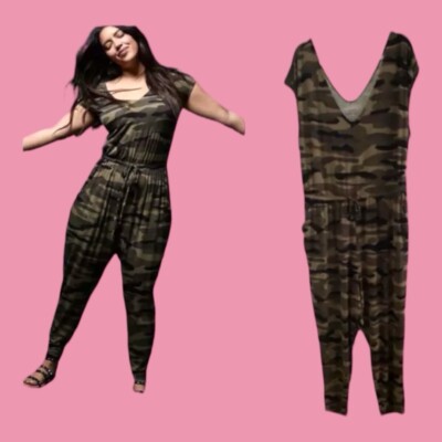 New Torrid Plus Size 4X Camo Jumpsuit Jumper Super Soft Material Green  Brown