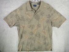 Izod Mens XL Sage Green Tropical Print Short Sleeve Cotton Polo Shirt