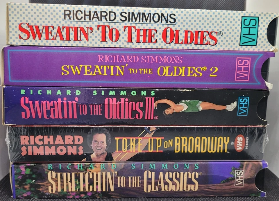5 tape Richard Simmons VHS lot: Sweatin' 1-3, Stretchin' to the Classics + Foto 4 de 4