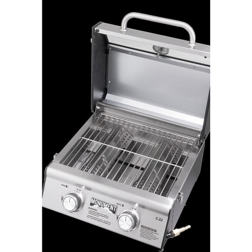 Monument Grills Portable Tabletop Propane Gas Grill Stainless W/ Clearview Lid - Picture 12 of 12