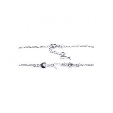 925 Sterling Silver 9"-10" Adjustable Clear Heart Fish Bracelet Anklet