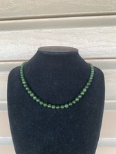 Untreated Green Nephrite Jade beaded necklace graduated 4-6mm / 16.5  