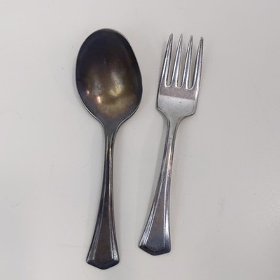 Universal Silver Overlay Spoon Fork Set Vintage Child Flatware Antique Lot