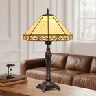 Lighting Tiffany Style Mission Table Lamp with Vintage Stained Glass Decor