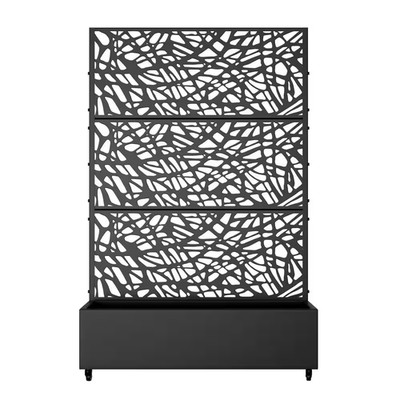 47 In. X 16 In. X 12 In. Black Steel Grid Outdoor Planting Box with 73 In. X 47