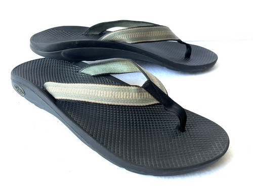 Chaco Men's Size 11 Classic Flip Flop Vibram Sole Sandals Black Green Waterproof