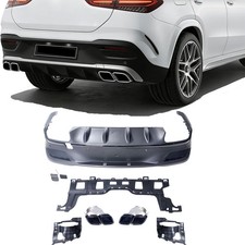 Heckdiffusor f&uuml;r Mercedes GLE COUPE C167 63 OPTIK Doppel Endrohre GLANZ SCHWARZ