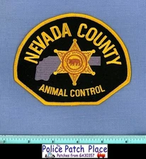 NEVADA COUNTY ANIMAL CONTROL K-9 CALIFORNIA Police Patch COUNTY SHAPE OUTLINE 1E