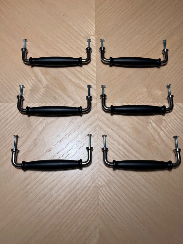 Lot of 6 Ikea KLINGSTORP Black Chrome Cabinet Handles 5 9/16 "