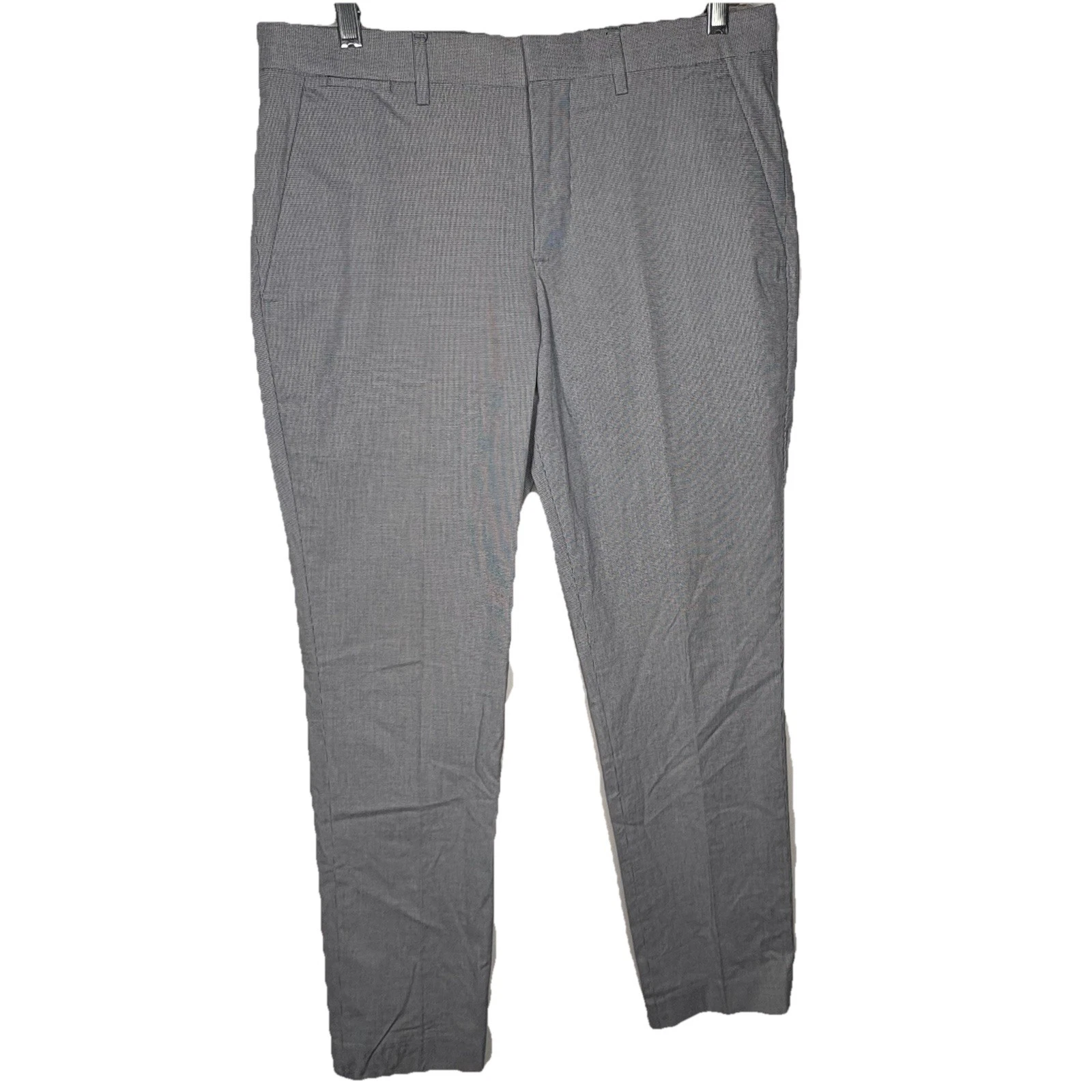Express Stretch Slim Dress Pants Gray Micro Check Mens 30x30 Flat Front Trousers