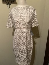 Eliza J beige/ecru lace dress floral pattern size 6 sheath style NEW (A39)