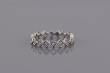Sterling Silver 4mm Cubic Zirconia Accented Eternity Band Ring 925 Sz: 8