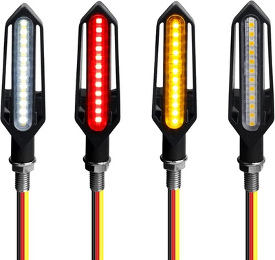 #ad 4Pcs Motorcycle Turn Signals Sequential LED Bli Color: amber white amber red $26.24