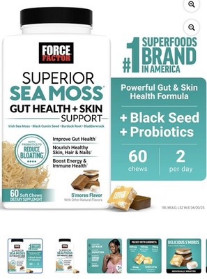 Force Factora Moss Gut Health Skin Support With Irish Sea Moss Probiotic Biotin