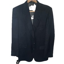 Evan-Picone Men s Black Plaid Wool Blazer 40R Single-Breasted Notch Pockets