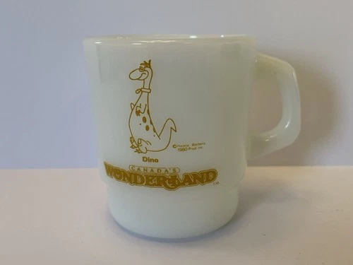 Rare Vintage Fire King Hanna Barbera Dino Wonderland Canada Mug Mint