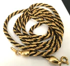Vtg Necklace SIGNED TRIFARI Black Twist Gold tone Chain Jewelry lot v